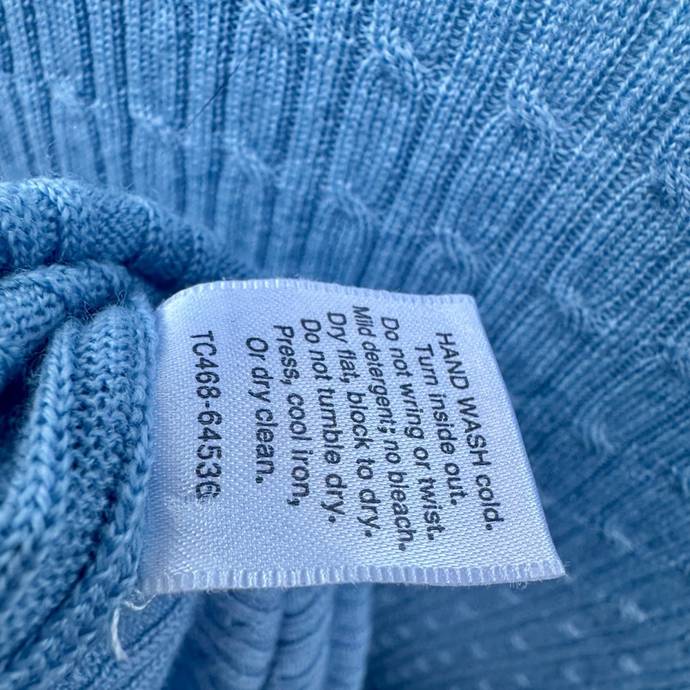 EUC Pendleton Merino Cable Knit Blue Textured Women's Cardigan Sweater, XL - Picture 10 of 12